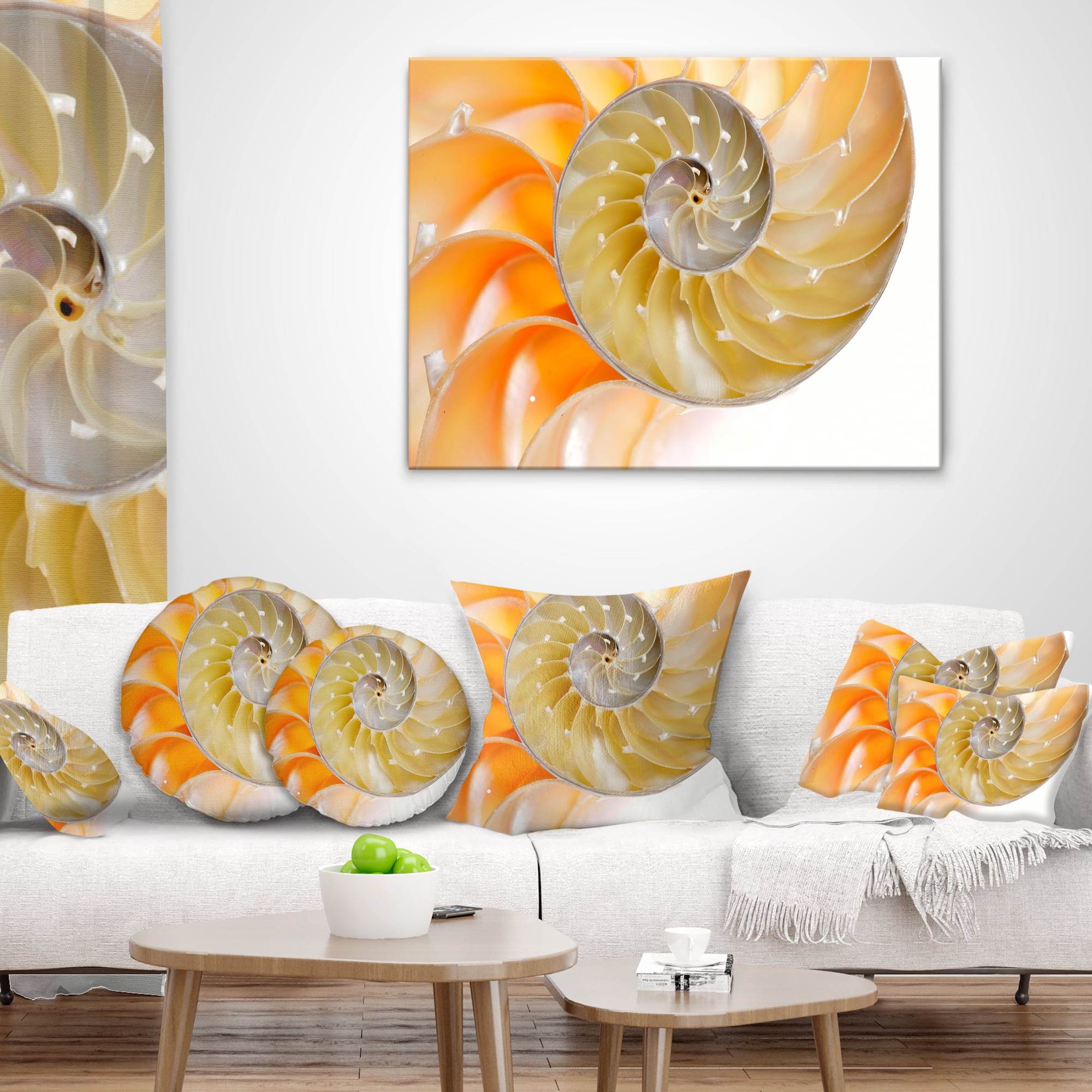 Designart Isolated Nautilus Shell - Contemporary Throw Pillow - 12x20