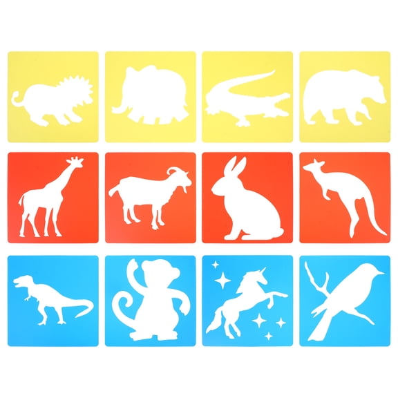 12 Sheets Children's Chalk Drawing Halloween Templates Cartoon Animal Stencils