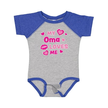 

Inktastic Valentine s Day My Oma Loves Me Hearts and Lips Boys or Girls Baby Bodysuit