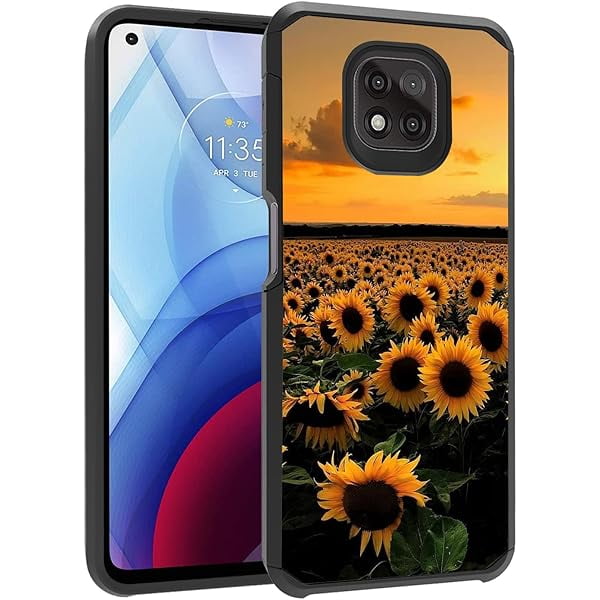 wonima11 Moto G Power 2021 Case, Heavy Duty 2 in 1 Dual Layer Hybrid Hard PC & Soft Silicone Shockproof Protection Case for Motorola Moto G Power 2021 - Sunflower