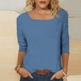 thumbnail image 5 of Kezqiaxn 3/4 Length Sleeve Womens Tops Summer Square Neckline Work Shirts Blouses for Women Dressy Casual Plus Size Fashion, 5 of 7