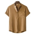 thumbnail image 4 of YYDGH Men's Hawaiian Color Block Shirt Short Sleeve Button Down Shirts Casual Casual Summer Beach Shirt Brown L, 4 of 9