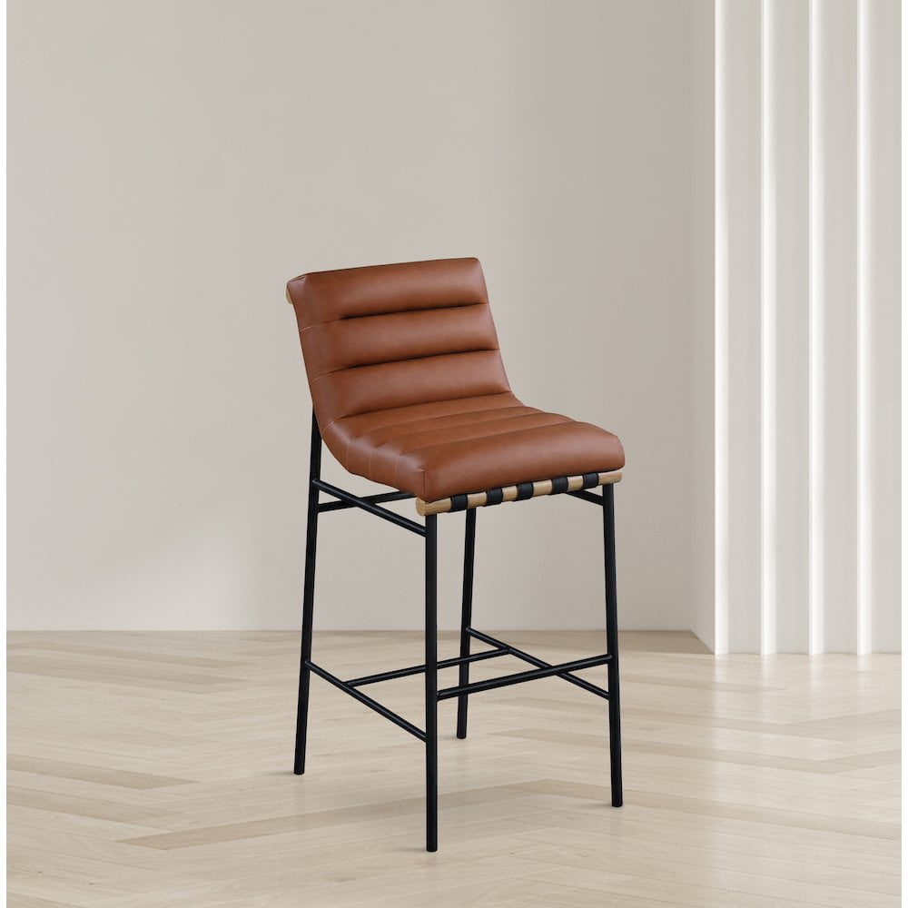 Meridian Furniture Burke Cognac Vegan Leather Bar Stool