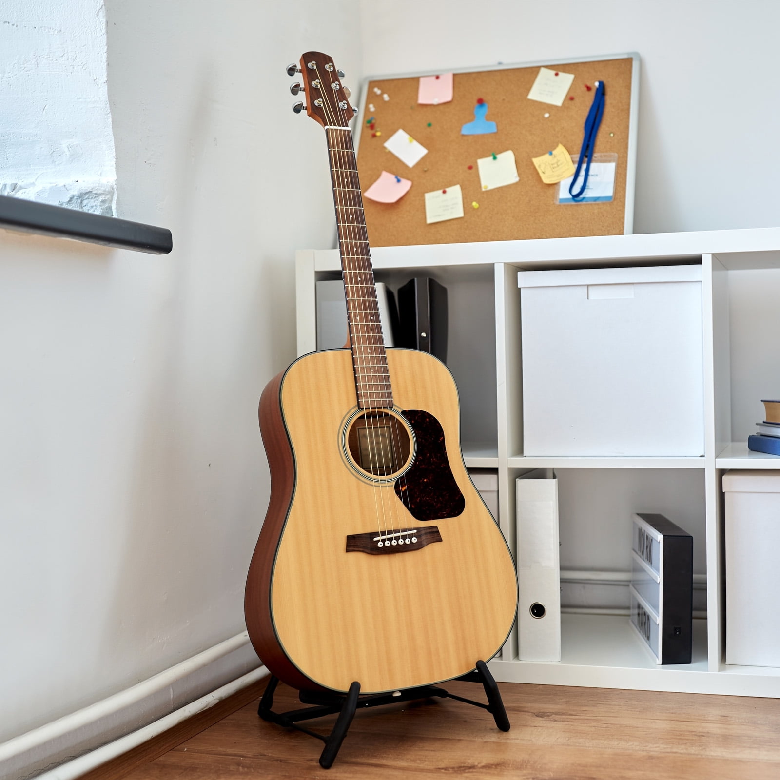 Uxcell Guitar Stand, Folding A-Frame Guitar Stand Floor Adjustable and Folding Guitar Stand for Guitars, Bass, Black
