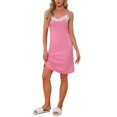 thumbnail image 2 of INSPIRE CHIC Women's Sleeveless Lingerie Lace Nightgown Thigh Length Soild Sleepdress XS Pink, 2 of 6
