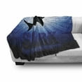 thumbnail image 3 of Shark Soft Flannel Fleece Blanket, Underwater Hunter Phrase Fish Silhouette in the Ocean Danger in Marine Picture, Cozy Plush for Indoor and Outdoor Use, 50" x 60", Royal Blue Black, by Ambesonne, 3 of 6