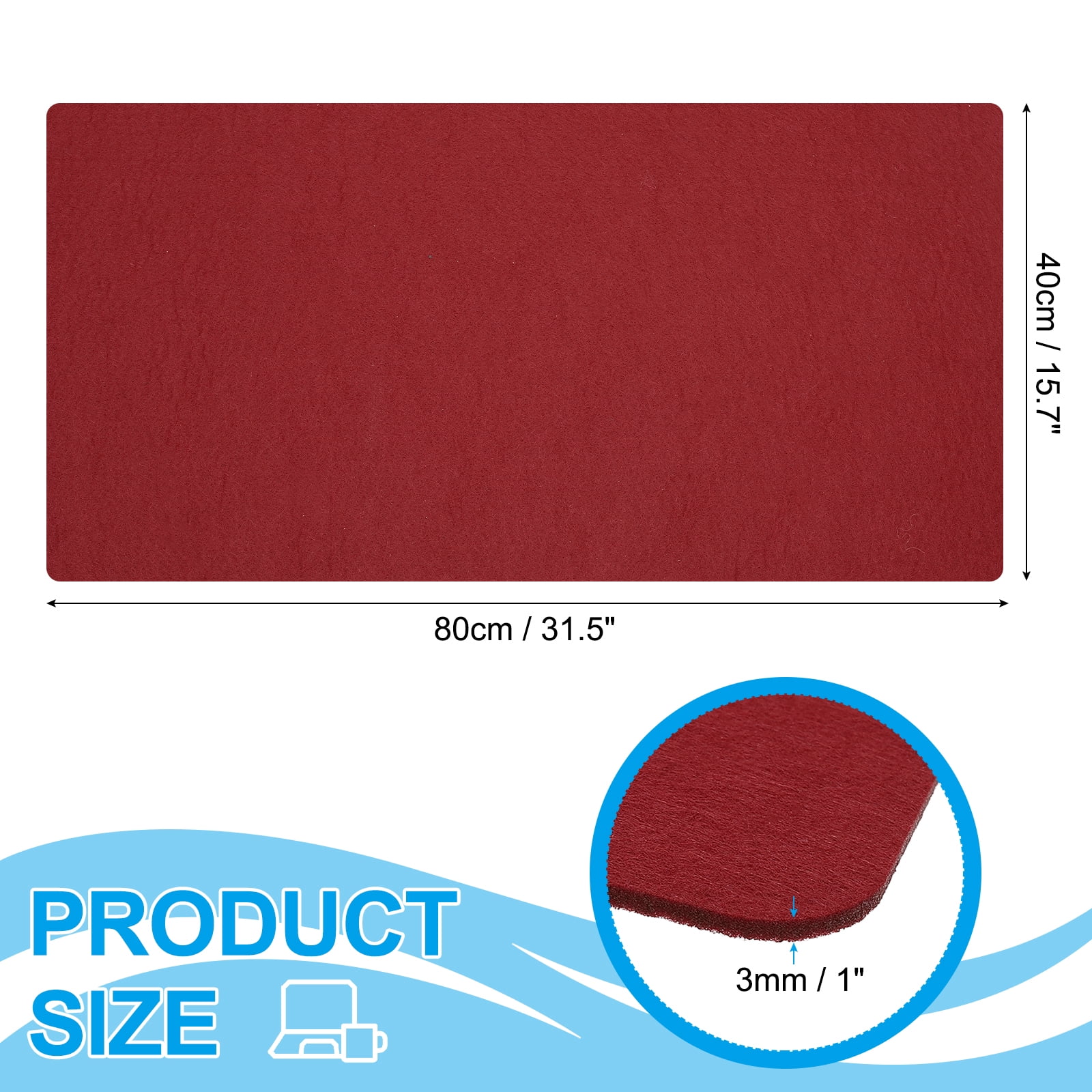 Uxcell 31.5" x 15.7" Large Felt Desk Pad Protector, Upgrade Non-Slip Desk Mat Full Table Mouse Pad Keyboard Mats for Laptop Computer Writing Desk Table Gaming Home, Wine Red