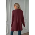 thumbnail image 5 of Women's Round Neck Rolled-Up Long Sleeve Casual Plus Size Solid color Cotton Retro Blouse, 5 of 6