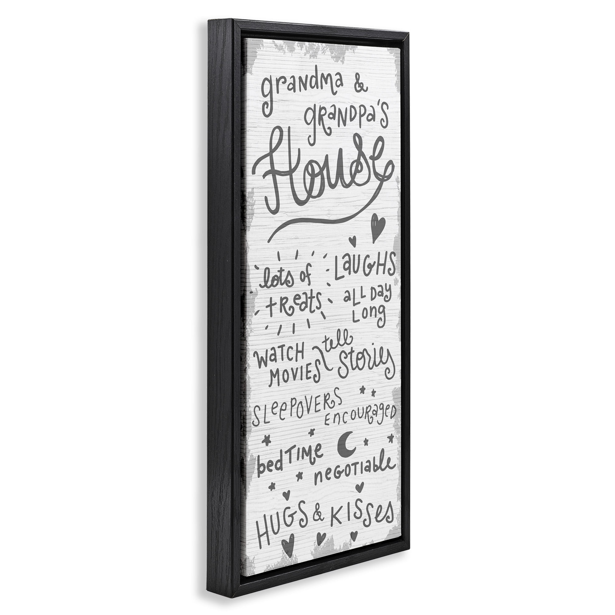 Stupell Industries Grandparents House Fun Family Inspirational Painting Black Floater Framed Canvas Art Print Wall Art, 15 x 31