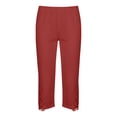 thumbnail image 6 of Khunlpohl Womens Capris Pants Elastic Waist Lace Casual Leggings Bottoms Fashion Solid Color Capri Pant, 6 of 7