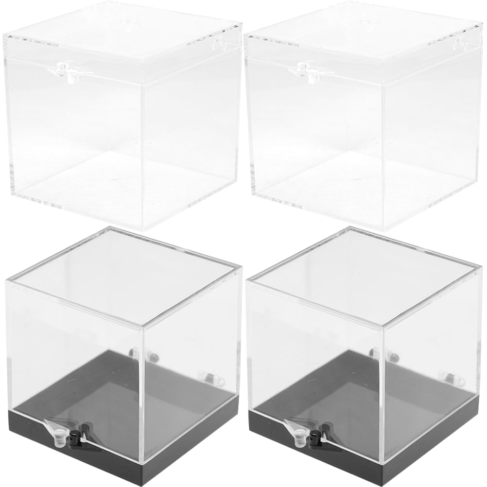 HOMEMAXS 4Pcs Clear Boxes Square Cube Storage Boxes Displaying Boxes
