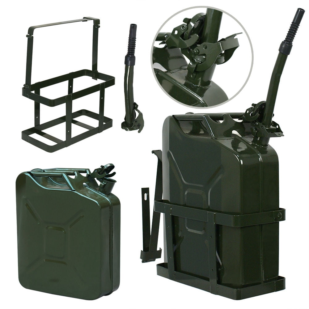 Jerry Can 5 Gallon 20L Gas Fuel Army NATO Military Metal Steel Tank Holder Spout 