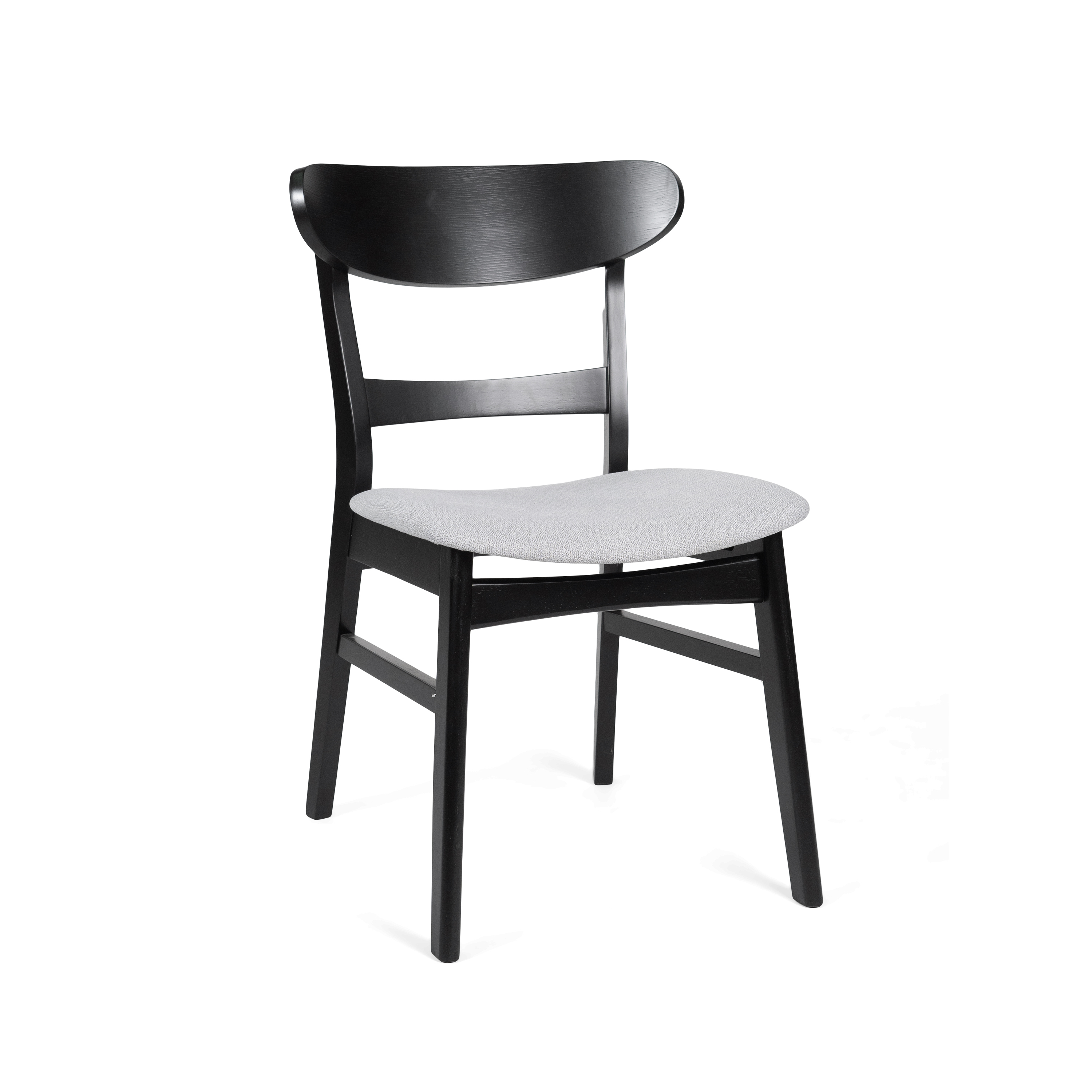 Euroco Wooden Dining Chairs Set of 2, Mid Century Modern Upholstered Kitchen Side Chairs with Curved Backrest,Dining Room Chair for Home,Light Grey