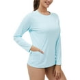 thumbnail image 6 of QPNGRP Women's Long Sleeve Rash Guard with Pockets UPF 50+ SPF Dry Fit UV Protection Shirt for Swim Hiking Workout Iceblue, 6 of 8