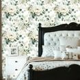 thumbnail image 2 of Boho Peel and Stick Wallpaper White Floral Watercolor Eucalyptus Leaves Gold Accents Wall Mural 23.6in x 9.8ft Self Adhesive Removable Wall Paper Renter Friendly Wallpaper for Nursery Bedroom, 2 of 8