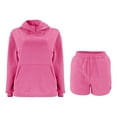 thumbnail image 4 of Wyobmus Womens 2 Piece Sweatsuits Workout Short Sets Activewear Gym Outfits Long Sleeve Pullover Sweatshirt Matching Sweat Shorts Set Hot Pink, 4 of 5