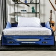 thumbnail image 3 of Furniture of America Loal Race Car Mattress Ready Wood Twin Bed in Blue, 3 of 9