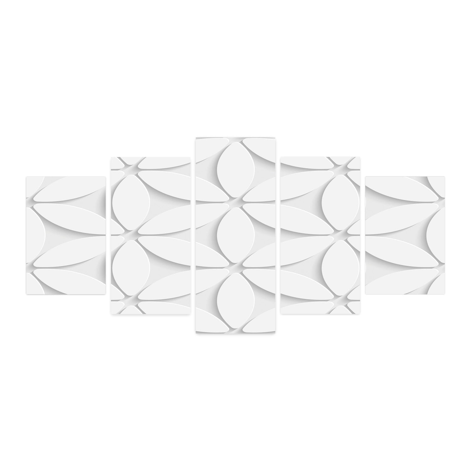 Minimalist 5 Panels Acrylic Glass Wall Art, Old Fashioned Flower in Circular Forms Oriental Art