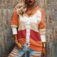 thumbnail image 2 of Suéteres para Mujer Diseño de Empalme con Cuello en V Estilo con Capucha Color de Contraste Suéter con Capucha para Mujer para Fiesta Oficina Hogar Naranja XL, 2 of 6
