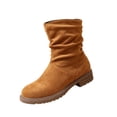 thumbnail image 3 of Willtoo Boots for Women Slouch Mid Calf Boots, Ruched Round Toe Low Block Heel Fashion Shoes, Casual Non-Slip Pull On Winter Daily Wear Boots, 3 of 6