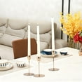 thumbnail image 2 of Set of 3 Gold Metal Candle Holders Modern Candlestick Holiday Table Centerpiece for Romantic Dinner Home Christmas Decor（Golden-A), 2 of 6