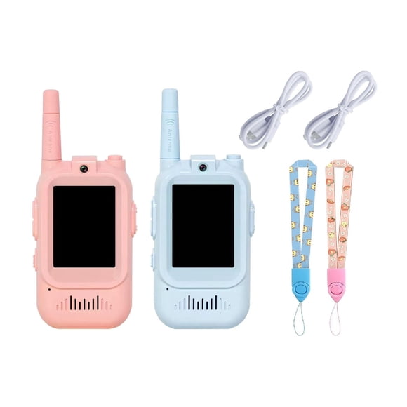 Walkie-talkie con vídeo para niños, paquete de 2, radio bidireccional, juguetes electrónicos con cambiador de voz para senderismo, juegos en