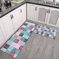 thumbnail image 2 of Blue Boho Pioneer Flower Patchwork Pattern Kitchen Rugs Sets Of 2,Anti Fatigue Kitchen Mat Rugs Non Slip Washable,Decorative Kitchen Floor Mats for Kitchen,Sink,Laundry,17"x30"+17"x47", 2 of 7