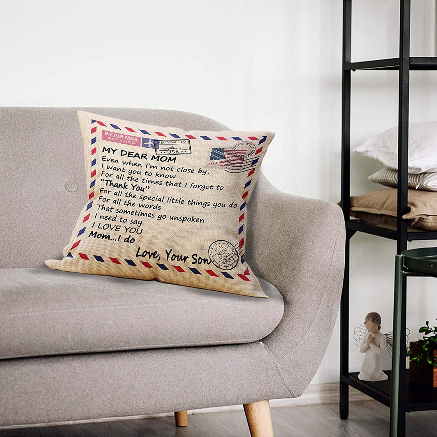 Iguohao Mom I Love You Throw Pillow Cover Mom Gifts From Son Mom Birthday Gifts Mom Gift 18 X 18 Inch Vintage Writing Paper Art Linen Cushion Cove