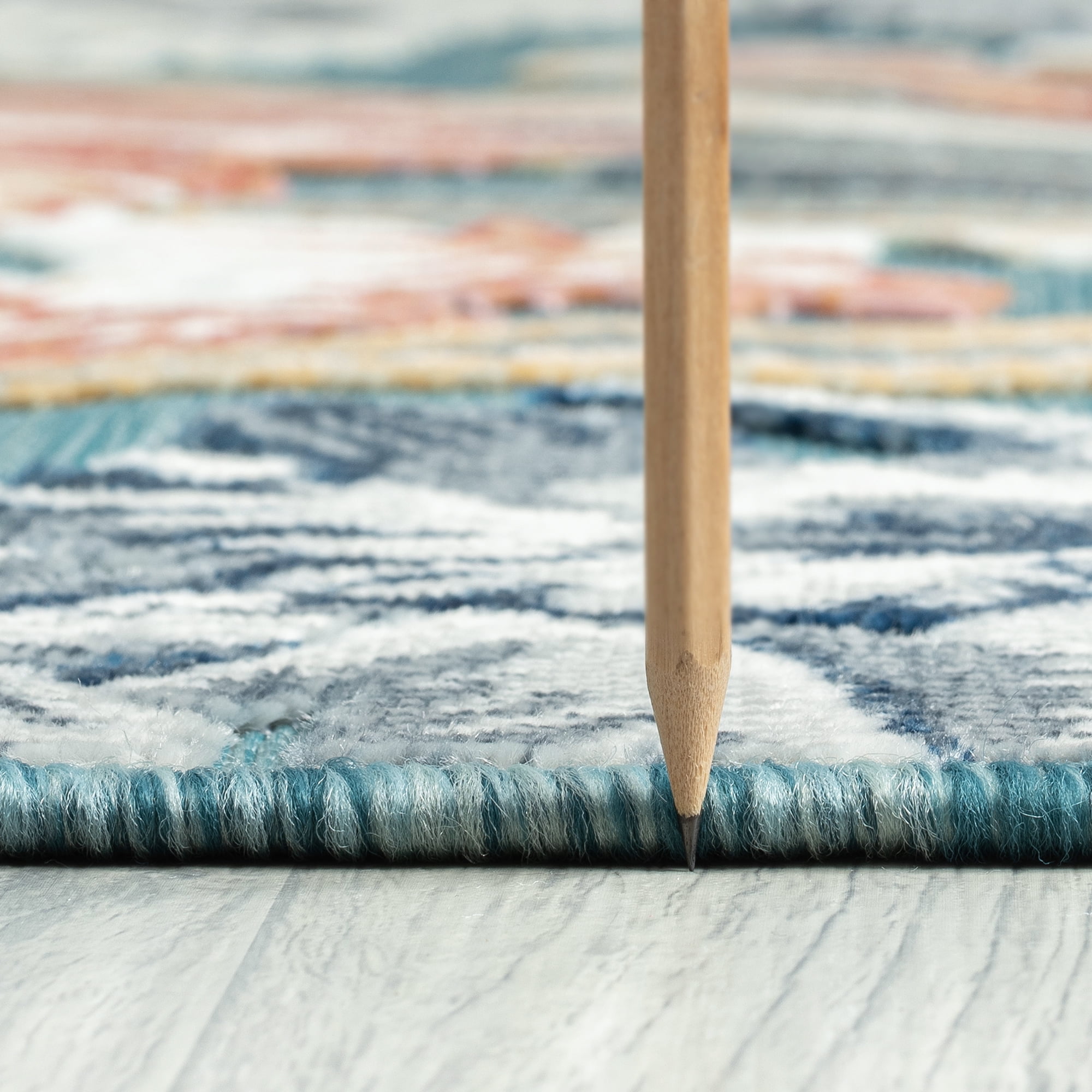 Bliss Rugs Floral Indoor Outdoor Rug Water Resistant Runner Rug for Patio, Hallway, Entryway, Deck, Aqua ,2' x 8'