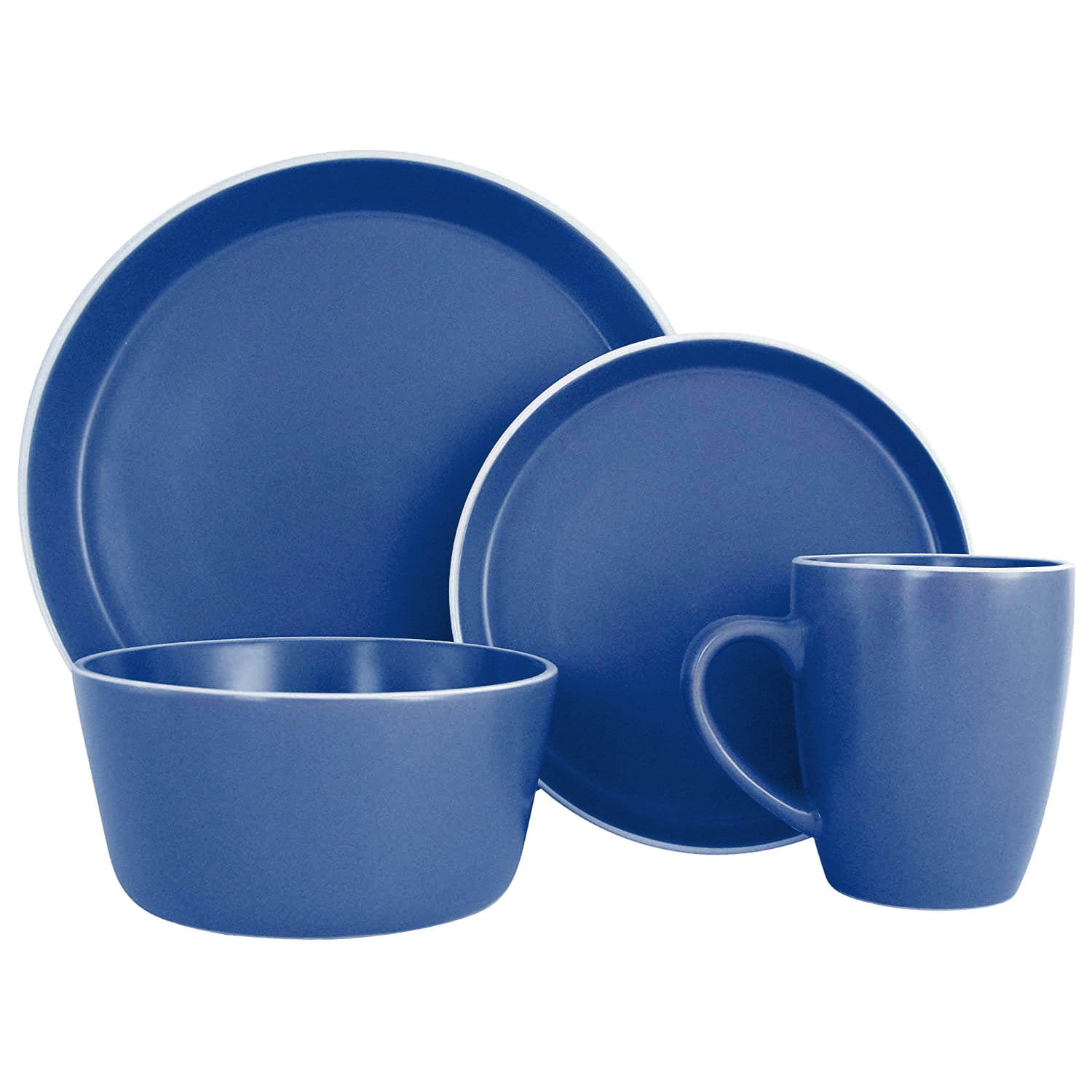 Melange Stoneware 16Piece Dinnerware Set (Moderno Blue) Service for