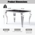 thumbnail image 2 of 47" Rectangular Glass Dining Table, 10mm Black Tempered Glass Top, S-Shaped Stainless Steel Legs, for Apartments & Small Spaces, 2 of 7