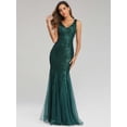 thumbnail image 2 of Vestido de noche de talla grande con escote en V y lentejuelas de sirena, vestido sexy, vestido formal de fiesta de graduación, vestido largo para mujer, 2 of 6