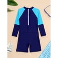 thumbnail image 4 of Doomiva Child Boys Girls Long Sleeve Zip One Piece Boyleg Swimsuits Upf 50+ Wetsuits Navy Blue 7-8, 4 of 6