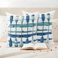 thumbnail image 3 of Lake Paddles Outdoor Waterproof Pillow Covers, Summer Watercolor Teal Blue Striped Decorative Square Throw Pillowcase Sofa Cushion Sham for Patio/Couch/Chair, 16"x16" 2 Pack, 3 of 8