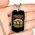 thumbnail image 2 of Being This Cute Yellow Necklace Stainless Steel or 18k Gold Dog Tag 24" Chain, 2 of 8