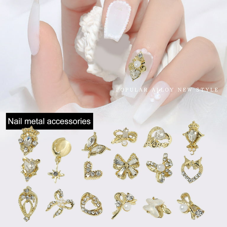 Opvise Nail Decor Bow-Tie Heart Shape DIY Design Alloy Nail Art Rhinestones Jewelry for Nail Salon, 6#