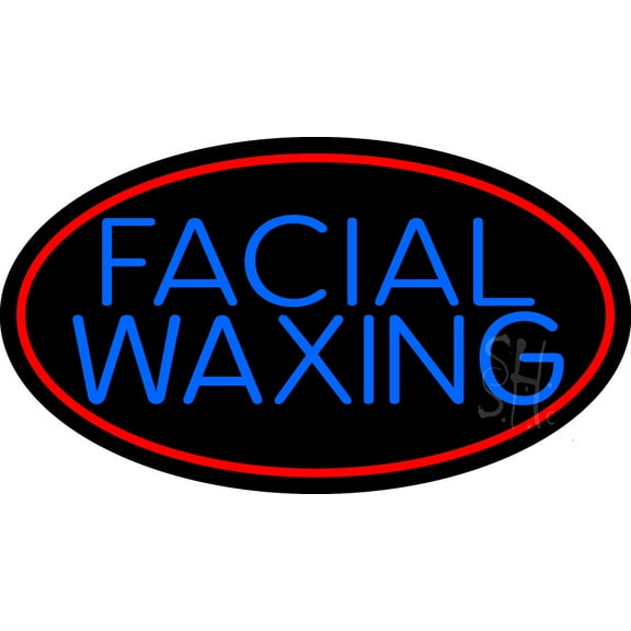 Blue Facial And Waxing Red Oval LED Neon Sign 13 x 24 - inches, Black Square Cut Acrylic Backing, with Dimmer - Bright and Premium built indoor LED Neon Sign for Spa interior decor and storefront.