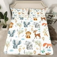 thumbnail image 2 of Castle Fairy Kids Children Cartoon Elephants Monkey Deer Fox Twin Sheet Sets 3pcs,Kawaii Jungle Animal Twin Fitted Sheet Microfiber,Cute Wildlife Breathable Flat Sheet,Microfiber Bedroom Decor, 2 of 7