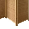 thumbnail image 4 of 3 Panel Bamboo Shade Roll Room Divider, Natural Brown- Saltoro Sherpi, 4 of 6