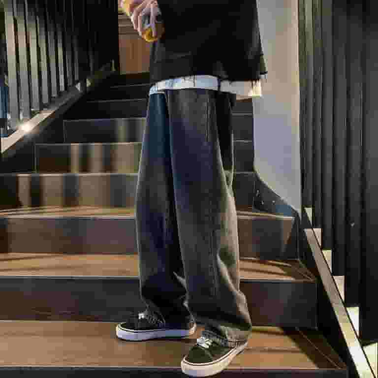 TAIAOJING Men's Vintage Hop Style Baggy Skater Jeans Denim TAIAOJING Men's Vintage Hop Style Baggy Skater Jeans Denim