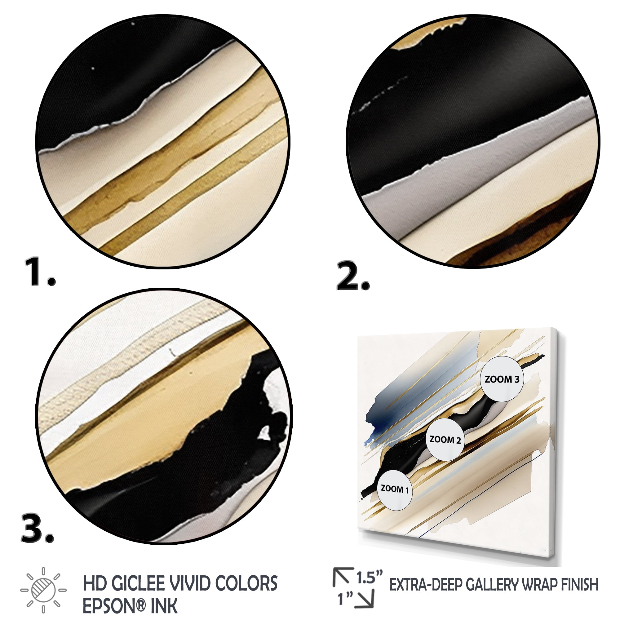 Designart Black And Gold Cubic Expression X Canvas Wall Art