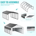 thumbnail image 6 of 12 ft. W x 20 ft. D Heavy Duty Metal Frame Carport with Solar Lamp, Outdoor Garage Car Shelter with Powder-Coated Steel Roof & Fabric Sidewall, 6 of 10