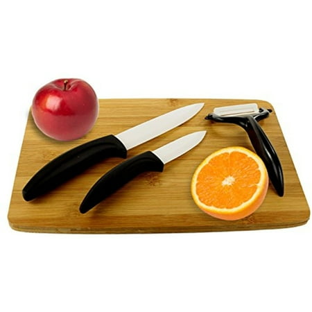 Rust Proof Ceramic Kitchen Knives With Peeler 3 Piece Knife Set By