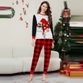 thumbnail image 4 of Yuaguia Family Matching Christmas Pajamas, Gnome with Christmas Lights Print Black Raglan Long Sleeve Top and Red Black Buffalo Plaid Lounge Pants Sleepwear Set, Women 3XL, 4 of 6