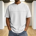 thumbnail image 2 of FRSASU Men's Crew Neck Basic Oversized Tshirts Half Sleeve Plain Loose Fit Summer Pullover Tops White, 2 of 9