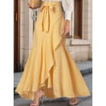 thumbnail image 2 of Women'S Casual Plaid Mermaid Maxi Skirt A Line Irregular Ruffle Hem Fishtail Long Skirt Yellow XL, 2 of 5