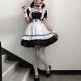 thumbnail image 4 of Delantal para ayudante en limpieza francés de Anime, disfraz de Lolita, disfraz de Cosplay, guantes con orejas de gato peludo, conjunto de calcetines, traje de sirvienta blanca L Rojo Verde, 4 of 5