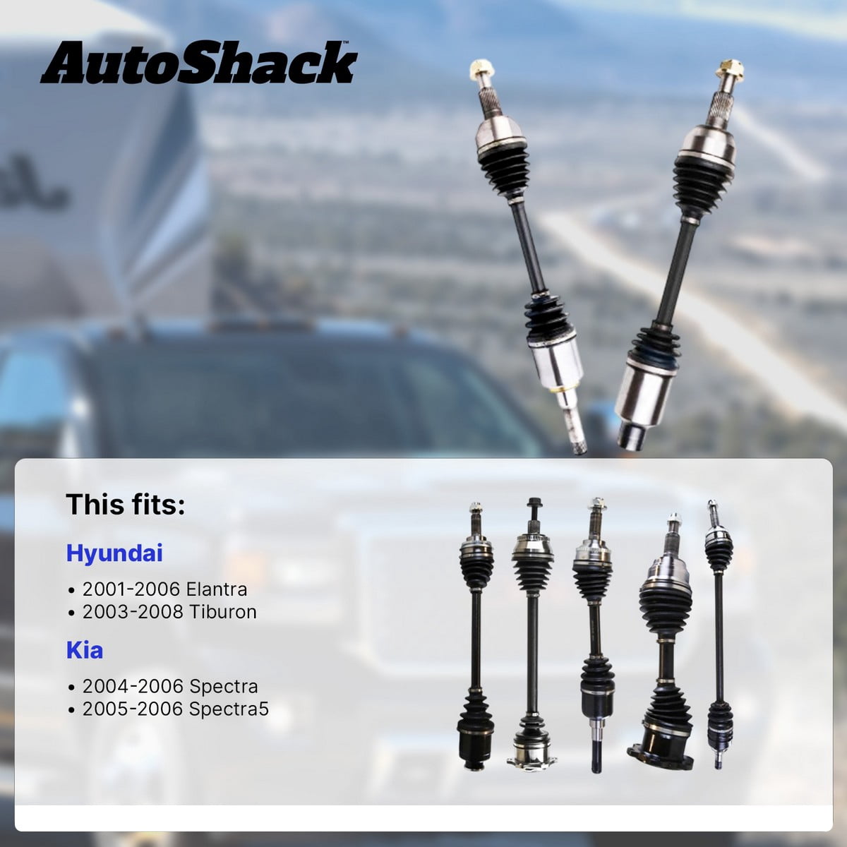 AutoShack Front CV Axle Shaft Assemblies for Hyundai & Kia, Elantra 2001-2006 Spectra 2004-2006 Tiburon 2003-2008 Spectra5 2005-2006, FWD L4 2.0L, Left and Right, Pair