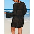 thumbnail image 6 of Charmo Womens V Neck Bathing Suit Coverup Long Sleeve Crochet Top Beachwear, 6 of 6