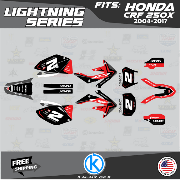 Kalair GFX Graphics Kit for Honda CRF250X ENDURO (2004-2007) Lightning Series